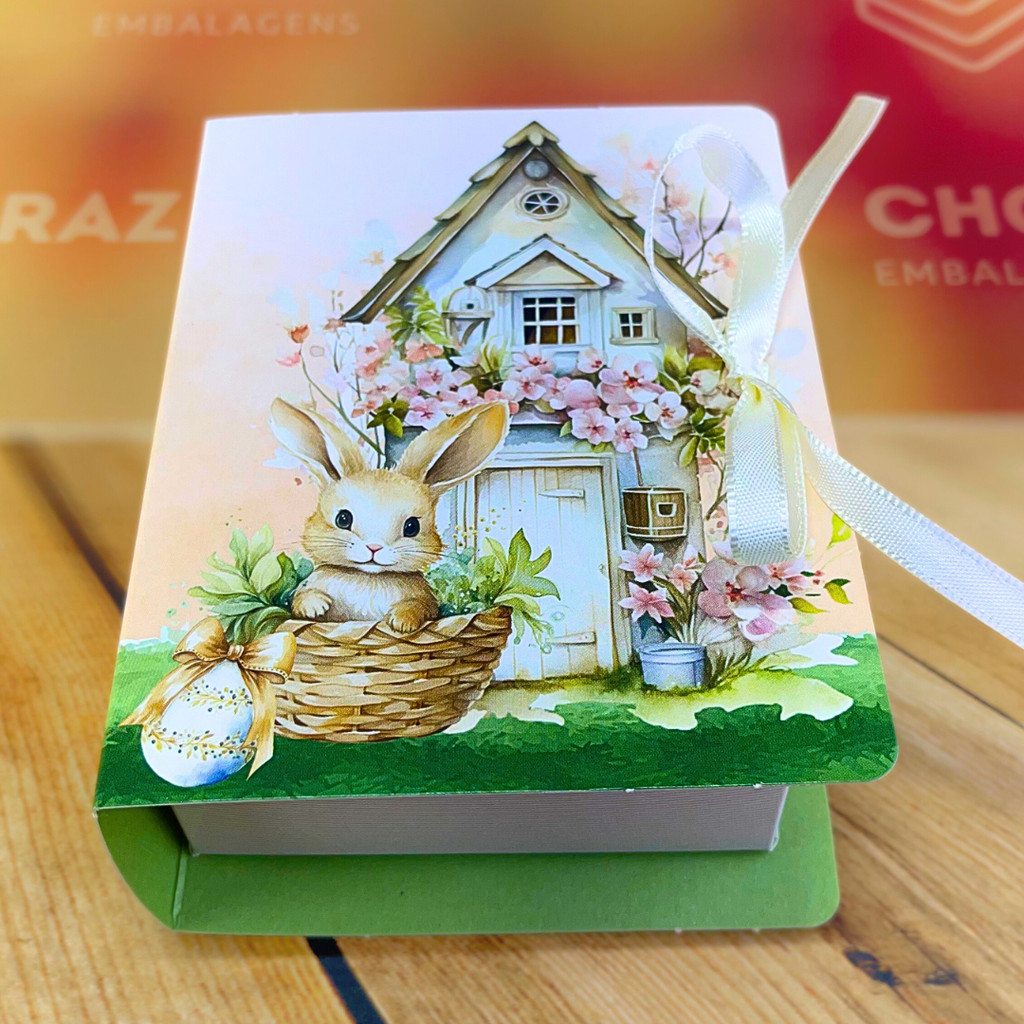 20 CAIXAS P/4 DOCES LIVRO 9,5X8X4 CM - COELHINHO ENCANTADO 5404 (PASCOA IDEIA OUTLET)