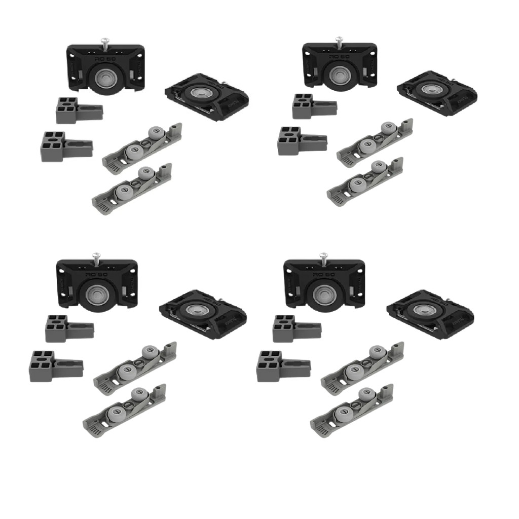 4 Kit Roldana Para Porta De Correr RO50 Guia Flex 1 Porta