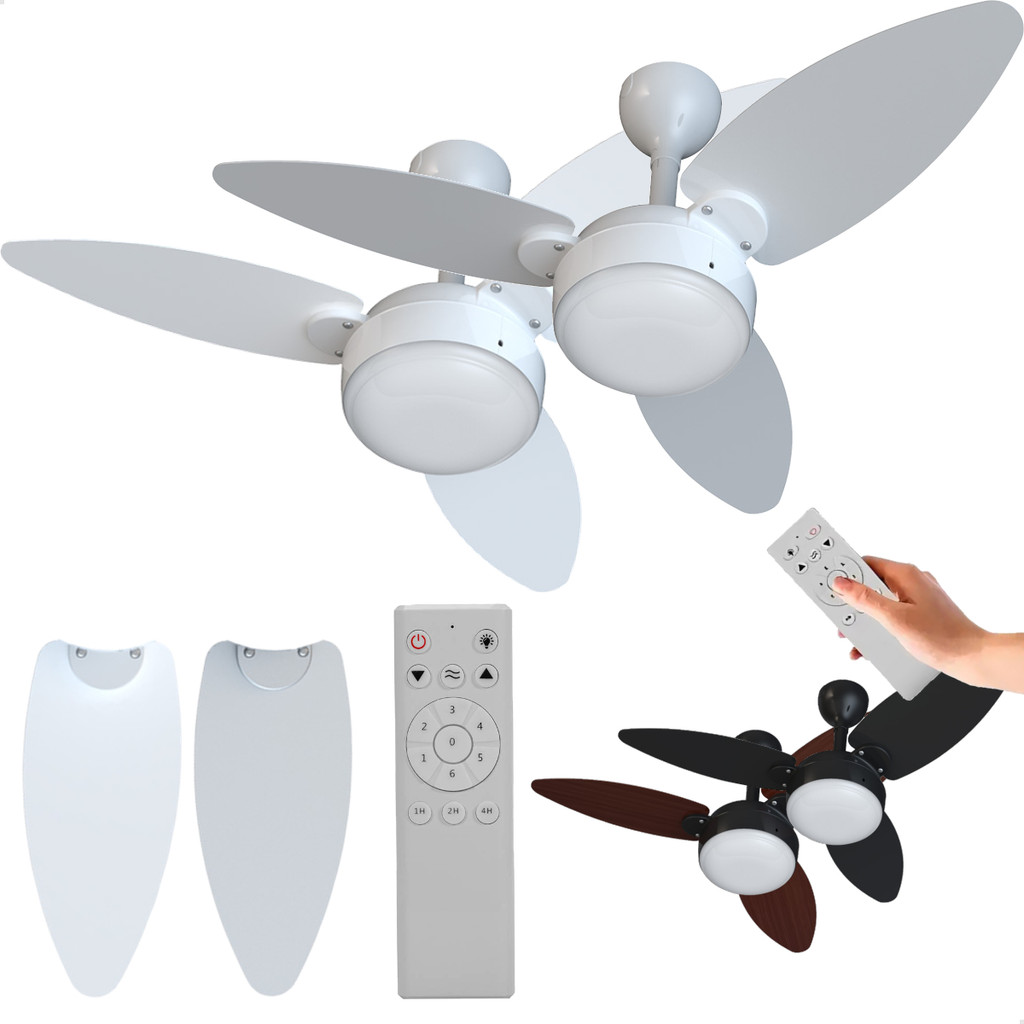 Ventilador Teto Ventisol Elluz Inverter Controle Bivolt 2em1
