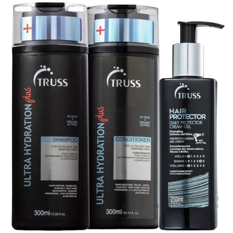 Truss Ultra Hydration Plus Shampoo e Condicionador 300ml +Hair Protector  250ml