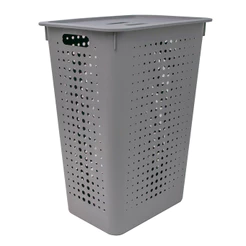 Cesto Organizador Roupa Suja 47L Chumbo Tampa Alças Ventilado Multiuso Organiza Casa Lavanderia Ou