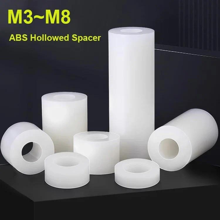 20 ~ 100 Peças M3 M4 M5 M6 M8 Branco ABS Não Rosqueado Espaçador De Nylon Oco Redondo Arruela Parafuso De Placa PCB