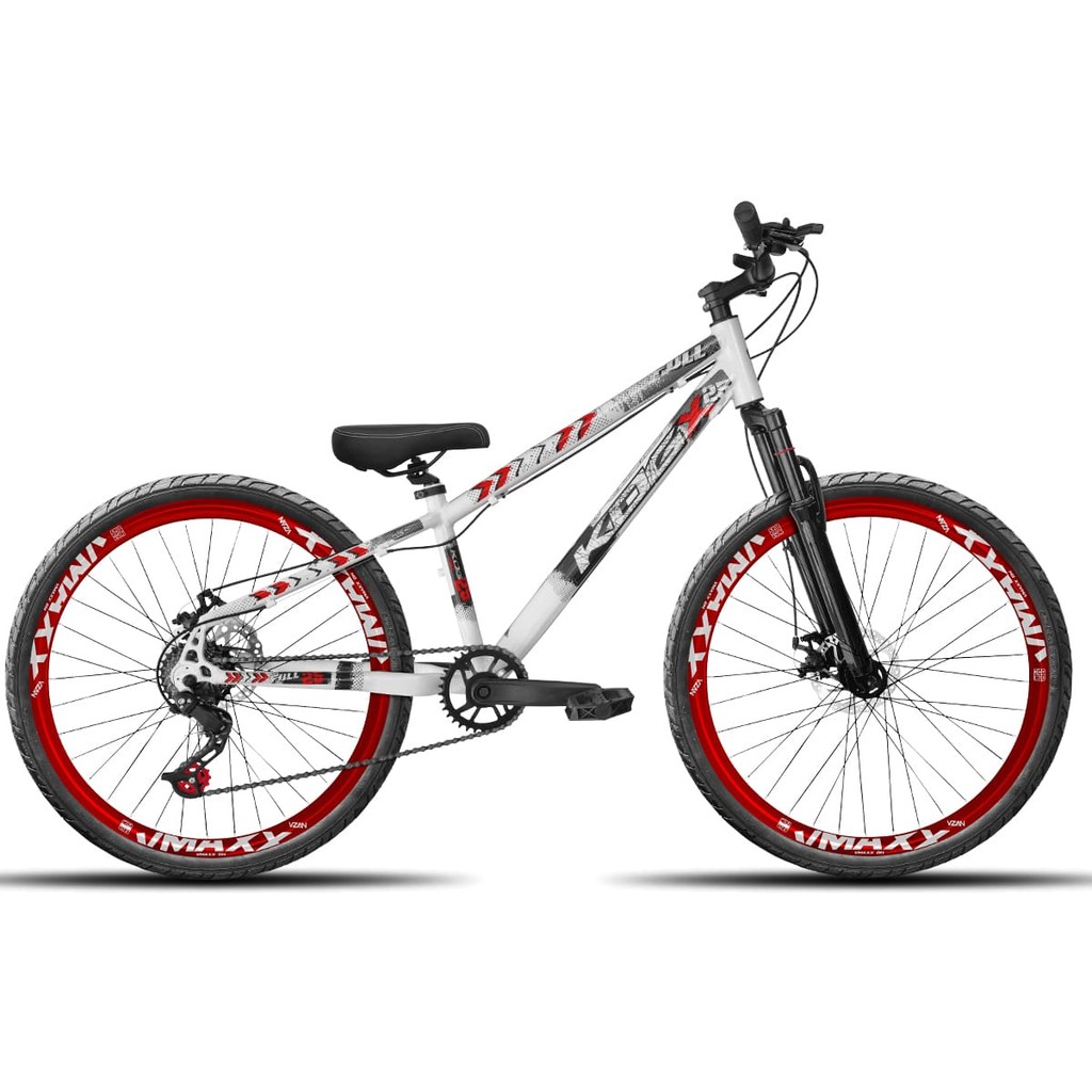 Bike Infantil do Grau Aro 26 KOG Freeride 7V Vmaxx LT / DH Disco Tipo Viking Gios Branco e Vermelho