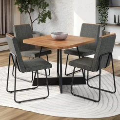 Conjunto Sala de Jantar 4 Cadeiras Belluno Carraro Nogal e Preto