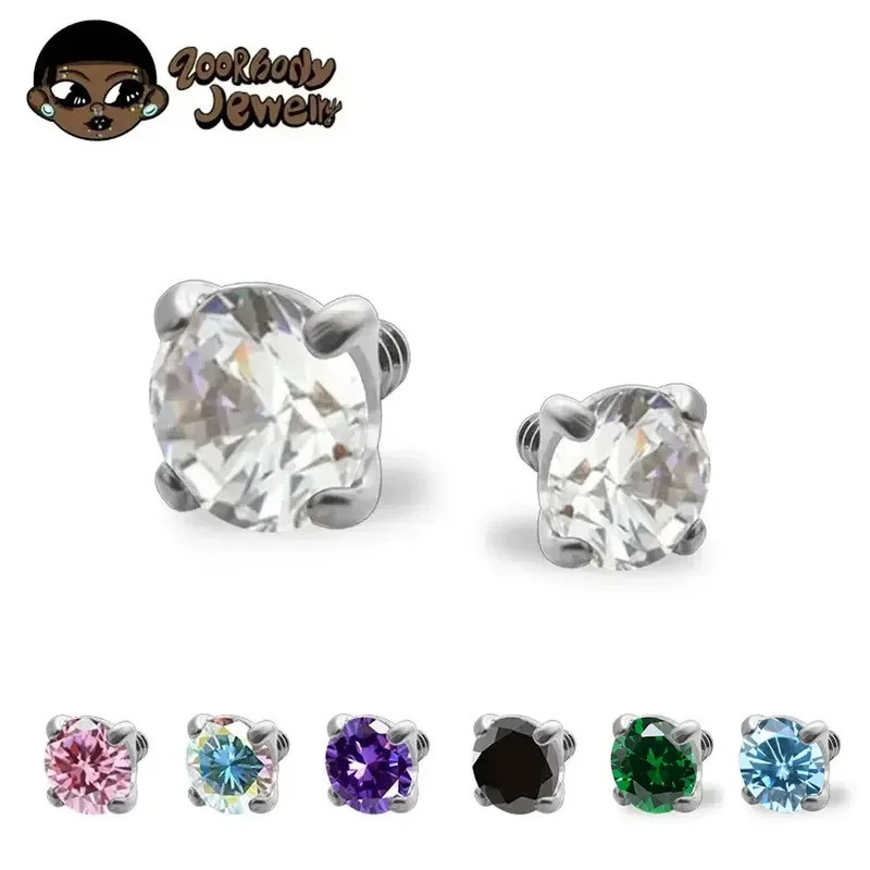 10pcs F136 Titânio de Implante 16G 2mm2. 5mm/3mm/4mm CZ Hélice Internamente Rosqueada Tragus Stud