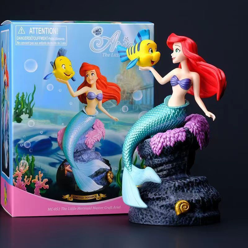 A Pequena Sereia Anime Figura Ariel Princesa Flatfish Q Versão PVC Figuras De Ação Modelo Bolo Decoração Boneca Brinqued
