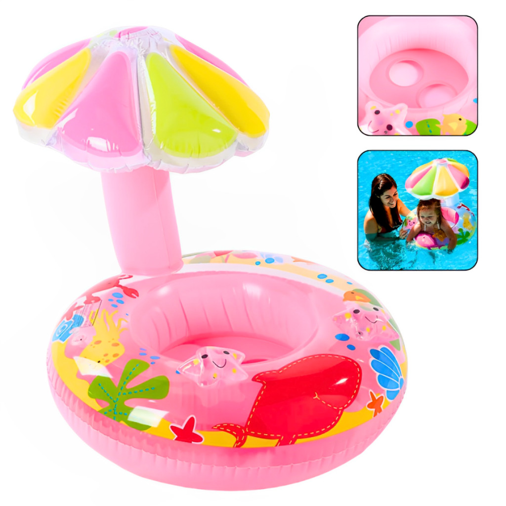 Bote Cogumelo Boia Proteção Solar Fraldinha Criança Piscina