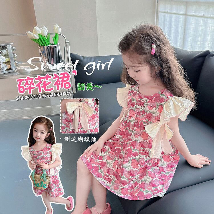 Vestido floral do bebê do arco do verão 2024 Nova saia infantil para meninas princesa versão coreana 1.4