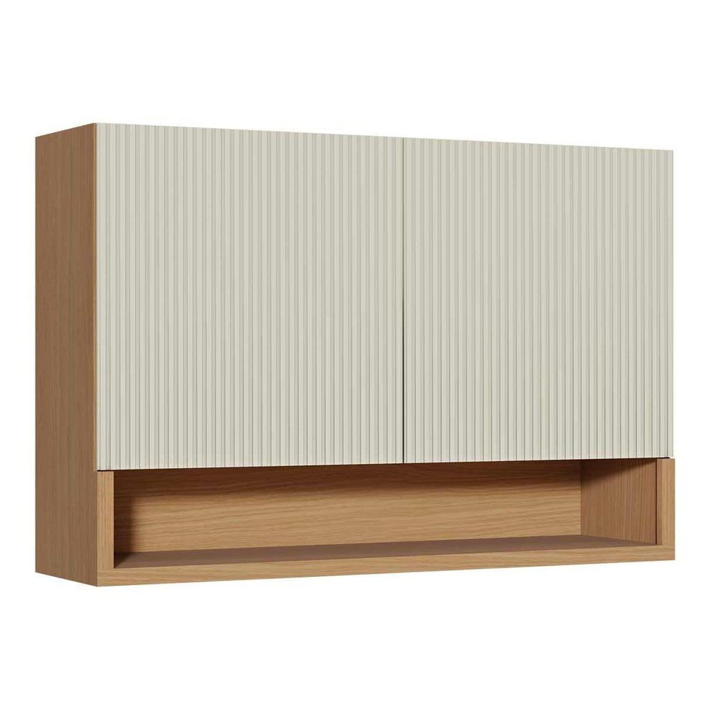 Armário Aéreo p/ Cozinha Simone Mendes c/ 2 Portas 120cm Carvalho/Cinza - Nesher em Oferta na Shopee