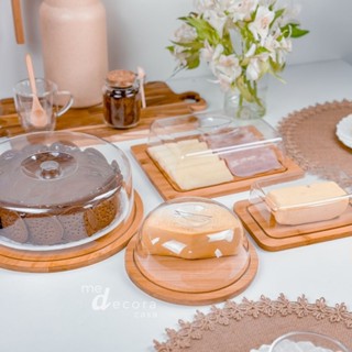 Kit Café da Manhã  4 ITENS Boleira + Manteigueira + Porta Frios Bambu + Queijo BAMBU Para mesa posta em Oferta na Shopee