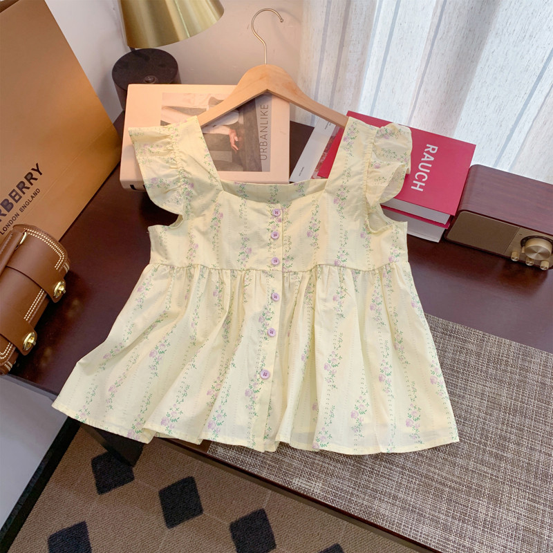 Lovito Blusa Casual Floral Com Babados E Botões Para Mulheres LNE62371