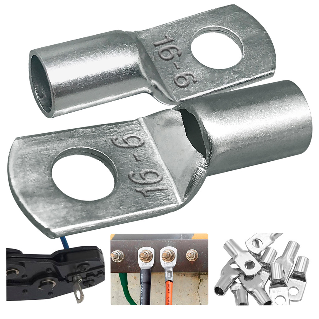 Kit 10 Terminal Compressão Olhal 16mm Cobre Estanho Argola Bateria Ponteira Conector Cabo - Furo 6mm em Oferta na Shopee