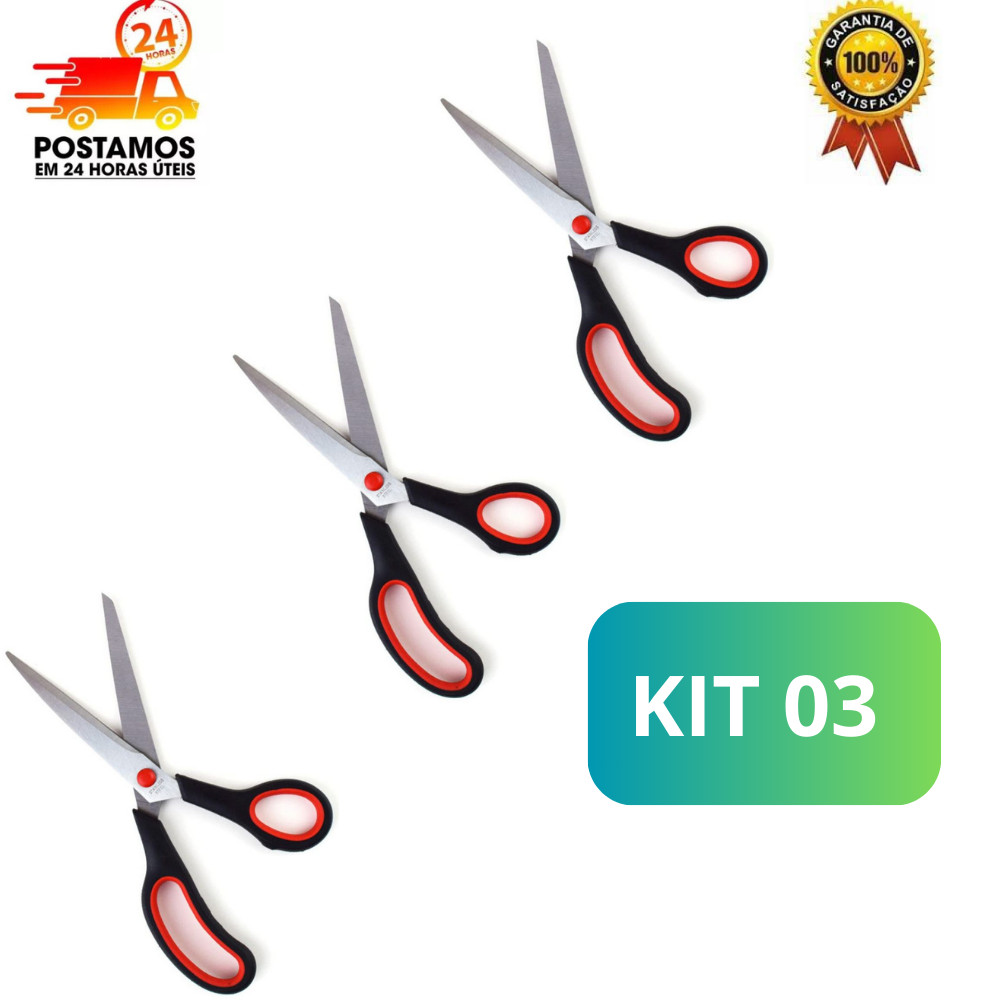 KIT 03 Tesoura Multiuso Basic 7'' Original Line Aço Inox 19,5cm Inoxidavel em Oferta na Shopee