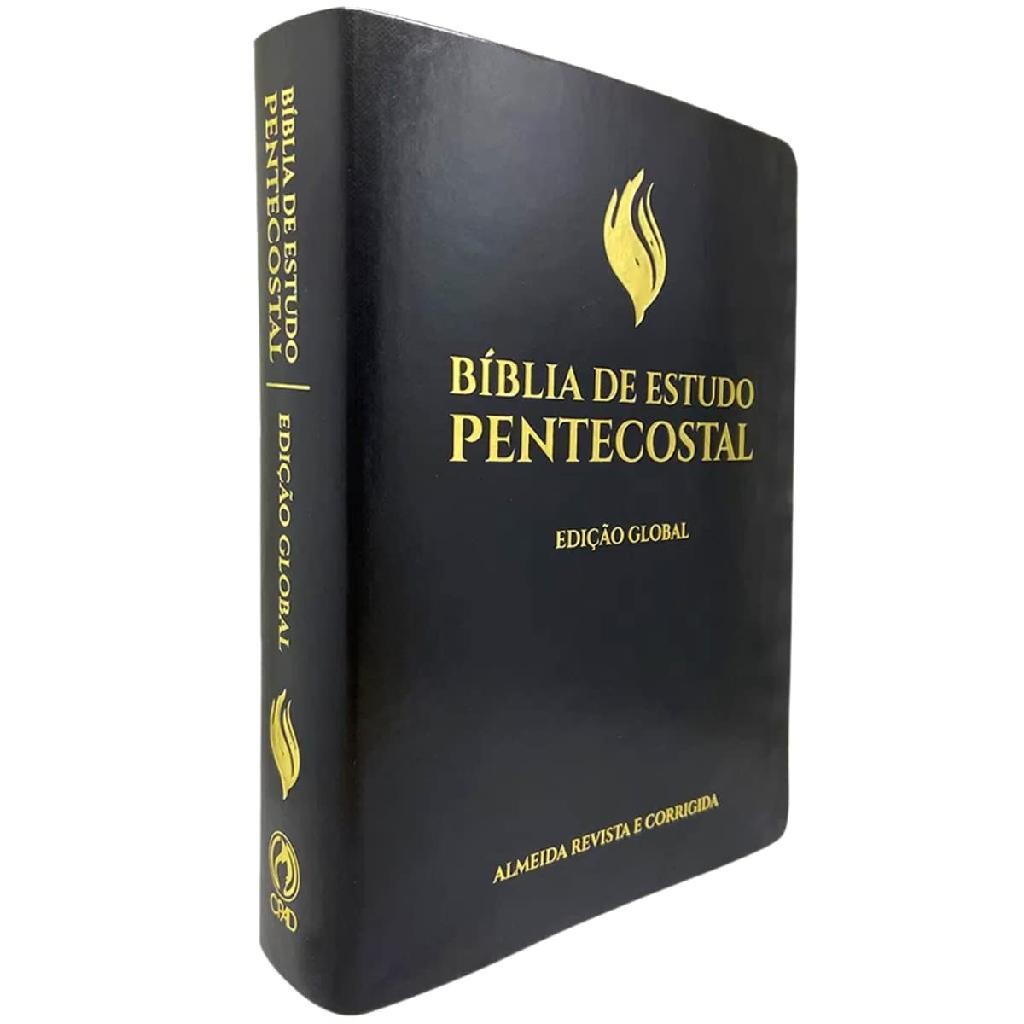 Bíblia De Estudo Pentecostal Grande Luxo Preta Edição Global