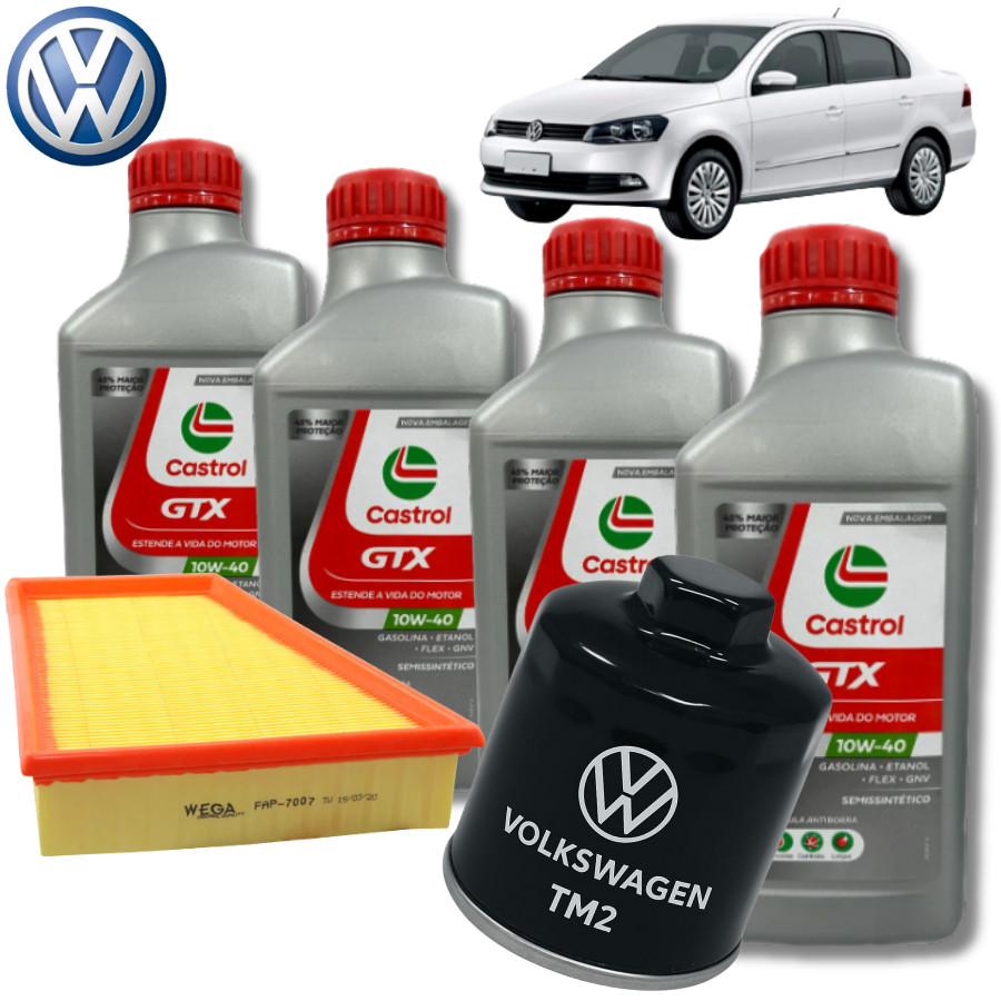 KIT REVISÃO TROCA ÓLEO 10w40 CASTROL GTX + FILTROS (VOYAGE 1.6 G6)