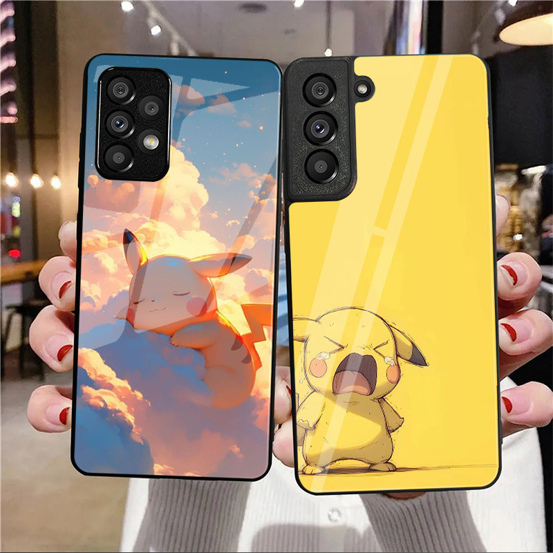 Pokémon pikachu 10 Capa De Telefone De Vidro Para Samsung Galaxy A14 A16 A30 A22 A32 A33 A34 A40 A42 A55 4G A52 A53 A54