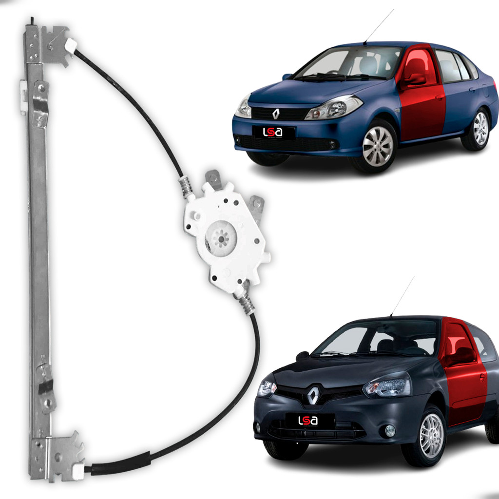 Elevador de Vidro Elétrico Dianteiro Esquerdo Renault Clio 1999-2016 Aço Reforçado Compatível Symbol 2009-2013 em Oferta na Shopee