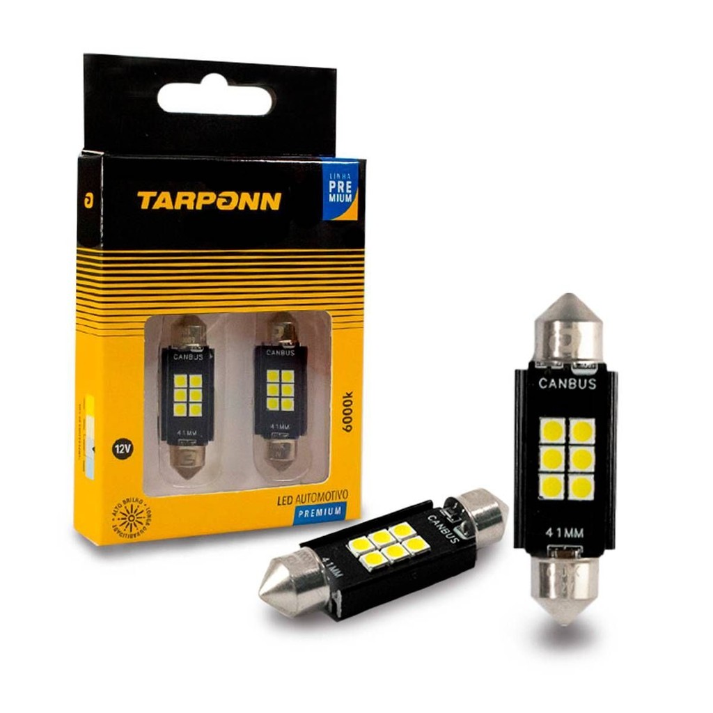 Par Lâmpada Led Torpedo Canbus Premium 41mm 12v 6000k Tarponn em Oferta na Shopee