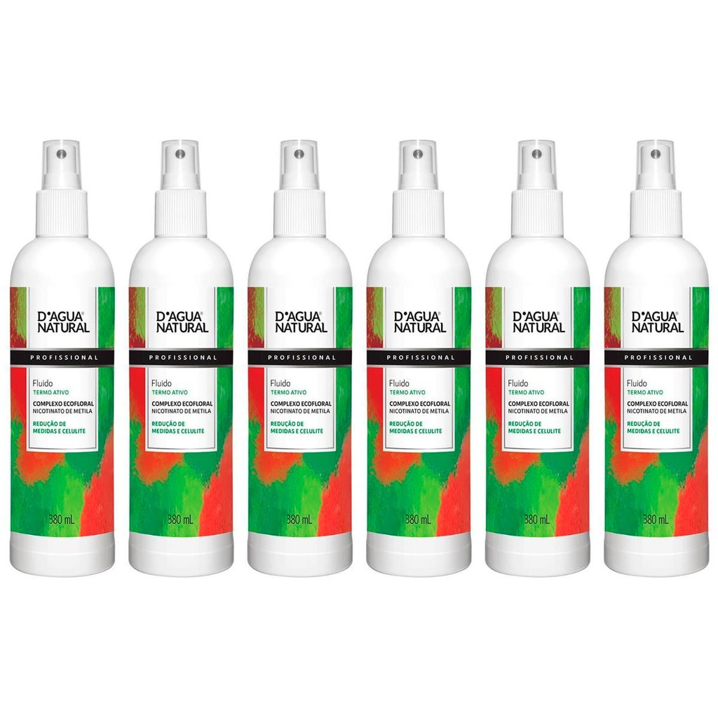 Imagem Kit 6 Potes Fluido Termo Ativo Dagua Natural Complexo Ecofloral 380ml Redução de Medidas e Celulite