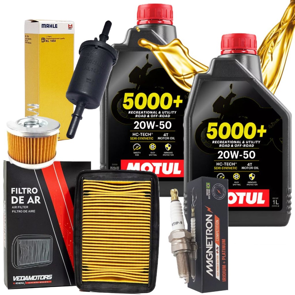 Kit Revisão Fazer 150 / Crosser 150 Motul 5000+ 20W50 Mineral Filtros e Vela Iridium em Oferta na Shopee