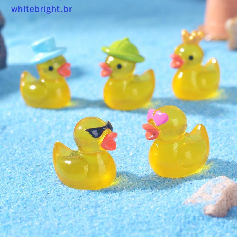 8 Peças De Resina Luminosa Patinho Amarelo Miniaturas Casa De Boneca Que Brilha No Escuro Estatuetas De Patos Para Decor