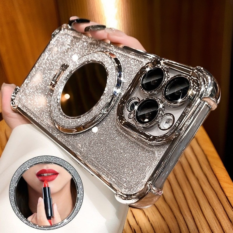 Capa De Telefone Magnética Com Suporte De Glitter Revestido Para infinix Note 30 40 Pro Hot 9 Play 30i 40i SMART 9 8 7 S
