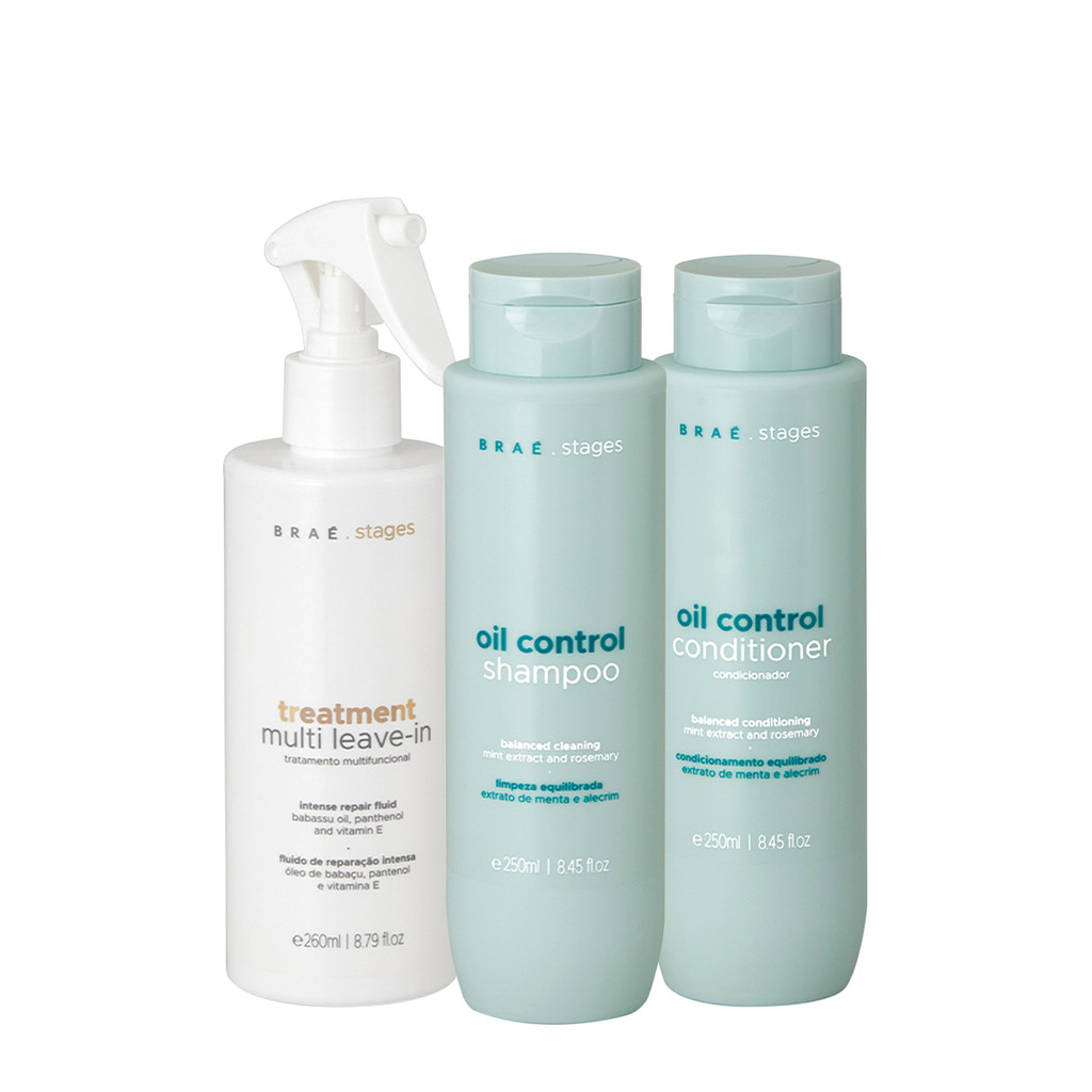 Kit Braé Stages Oil Control Duo Multi Leave-in (3 produtos) em Oferta na Shopee