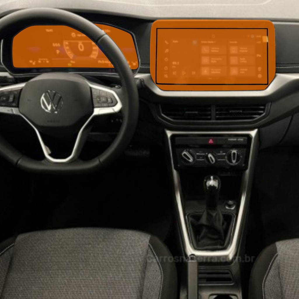 Película PPF Proteção Kit Velocímetro Multimídia Volkswagen T-Cross 200 TSI 2025 Transparente TPU Anti Risco