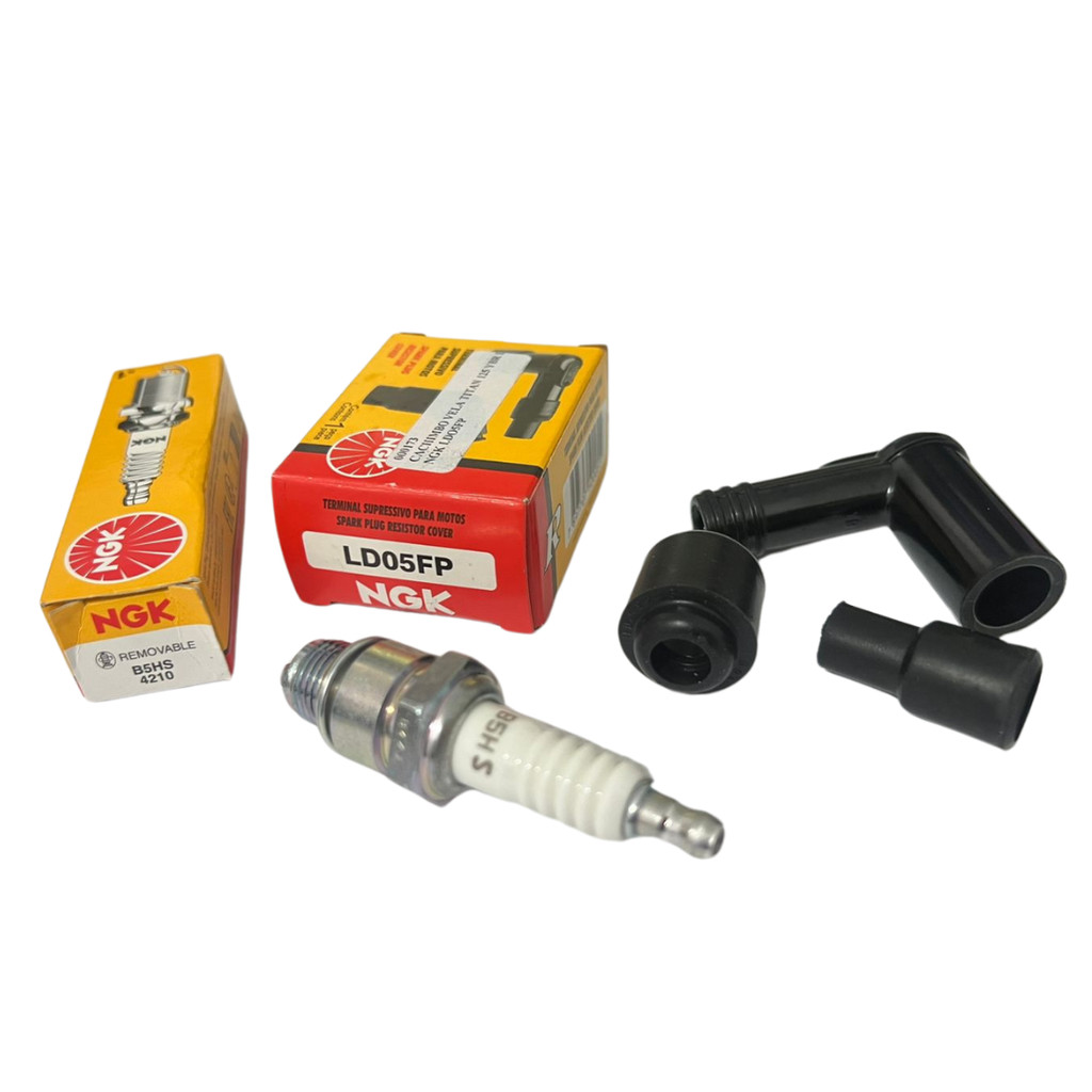 CACHIMBO E VELA IGNIÇÃO NGK B5HS MOBILETE BICICLETA MOTORIZADA 80CC