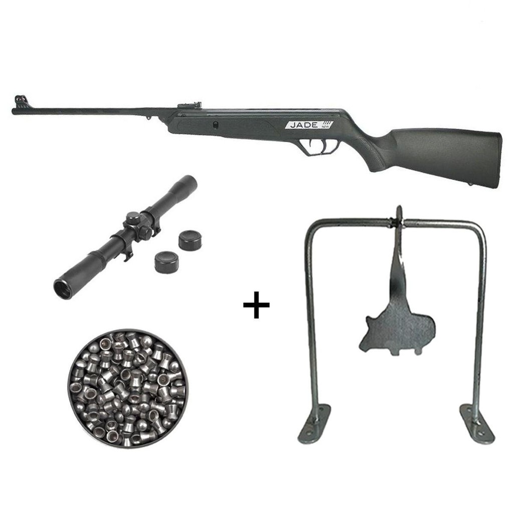 Carabina de Pressão New Jade Oxidada 5.5mm - CBC + Luneta 4x20 + Chumbo + Alvo Javali em Oferta na Shopee