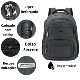 Mochila Grande Impermeável Faculdade Reforçada Notebook Cadeado com Bolso Anti-furto 90222 em Oferta na Shopee