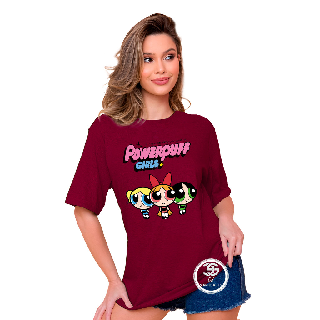 Camiseta Feminina T-Shirt Estampada Meninas Super Poderosas Camiseta 100% Algodão Malha 30.1