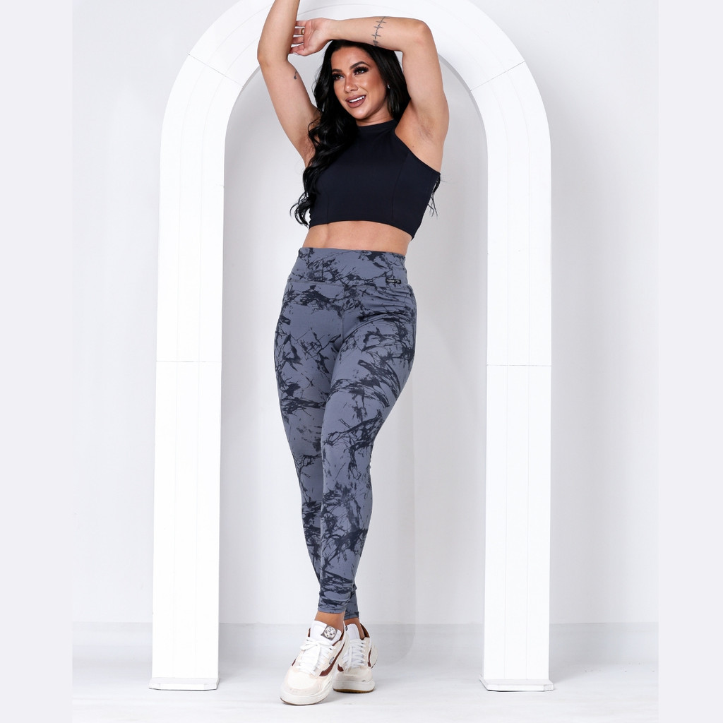 Calca Legging Feminina Academia Marmorizada Fitness Casual Caminhada Corrida Esportiva Levanta Bumbum Tie Dye+ brinde