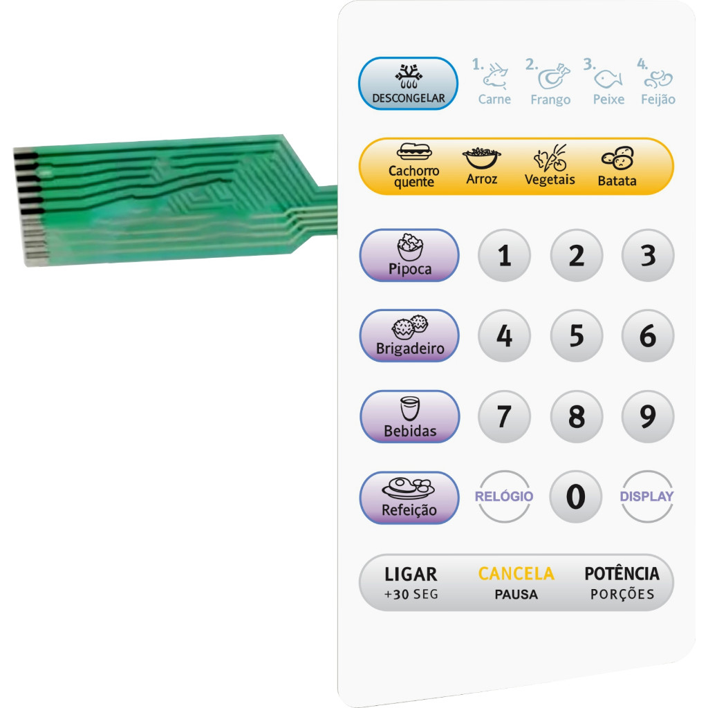 Teclado Membrana  Micro-ondas COMPATÍVEL C/ ME18S  ESQUERDO ELECTROLUX