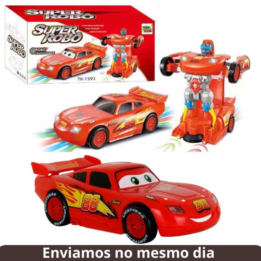 Carrinho Mcqueen Vira Robô Musical Com Luz e Som Infantil Bate e Volta Brinquedo Menino em Oferta na Shopee