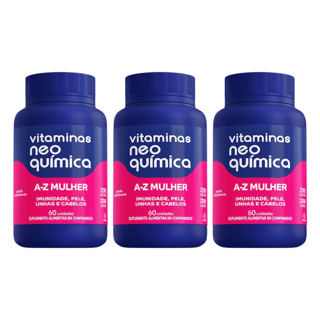 Kit 03 Neo Química Mulher Vitamina para Pele, Cabelos e Unhas 60un em Oferta na Shopee