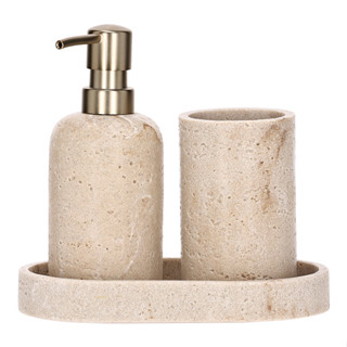 Kit Multiuso Para Banheiro Lavabo Imitação De Pedra Natural Tom Fosco Em Poliresina Luxo em Oferta na Shopee