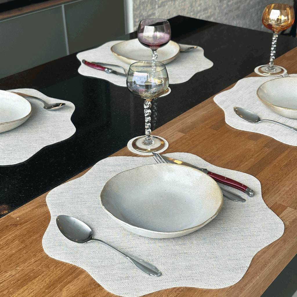 Kit 8 Jogo Americano Redondo Ondulado Sisal Marfim  + 8 Porta Cozinha Premium em Oferta na Shopee