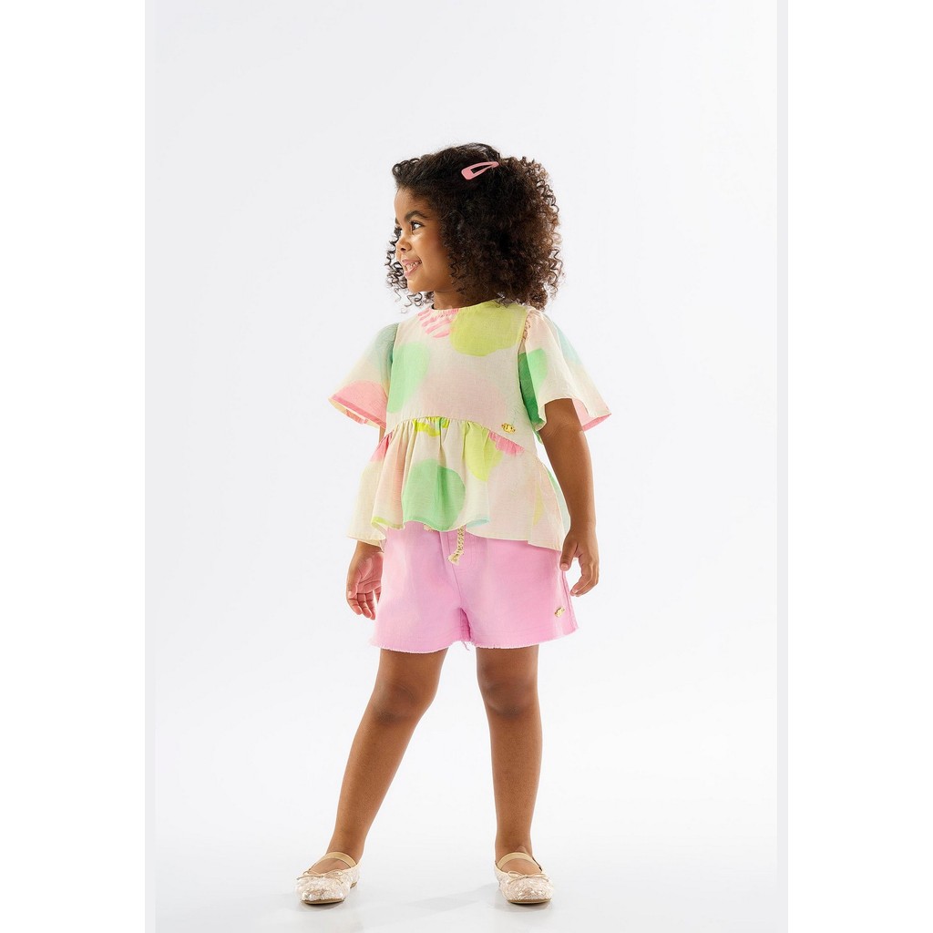 Short Infantil para Menina em Sarja com Elastano Up Baby - Baby & Kids Fashion