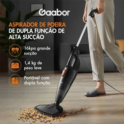 Gaabor Aspirador de Pó 2 em 1 Sucção Forte de 16000Pa Com Fio Haste de Pressão Dust Off Portátil GVCW-M15A