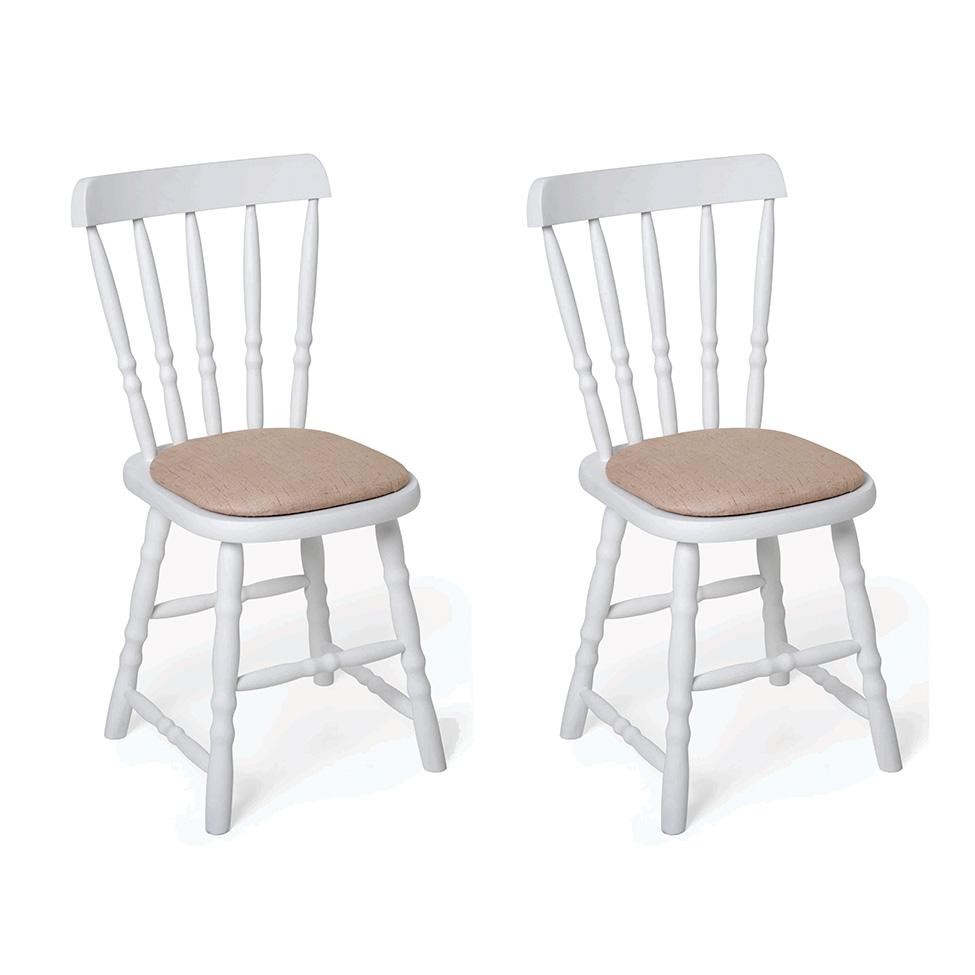 Conjunto com 2 Cadeiras Dalas Linho Bege e Branco em Oferta na Shopee