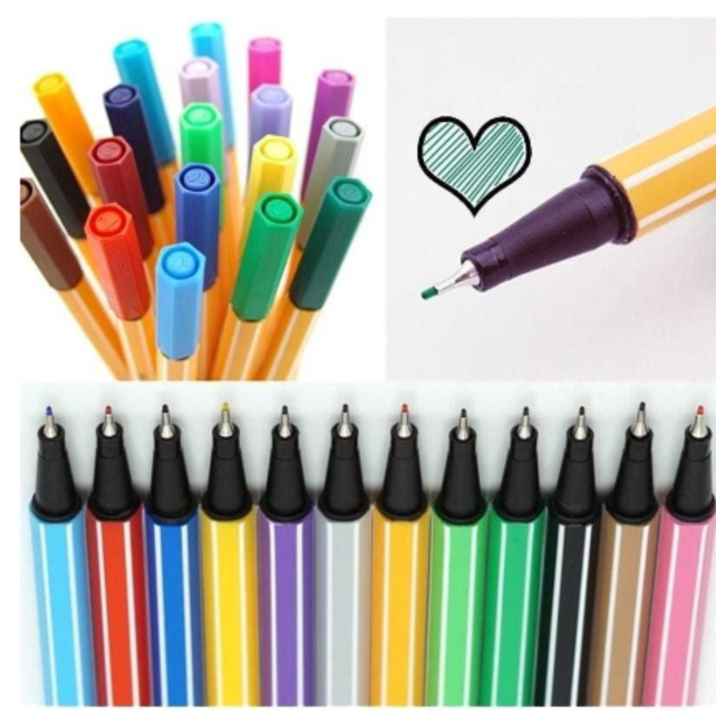 Kit com 6/10/12/24 canetas Fine Line Ponta Fina FINELINER 0,4MM Escolar em Oferta na Shopee