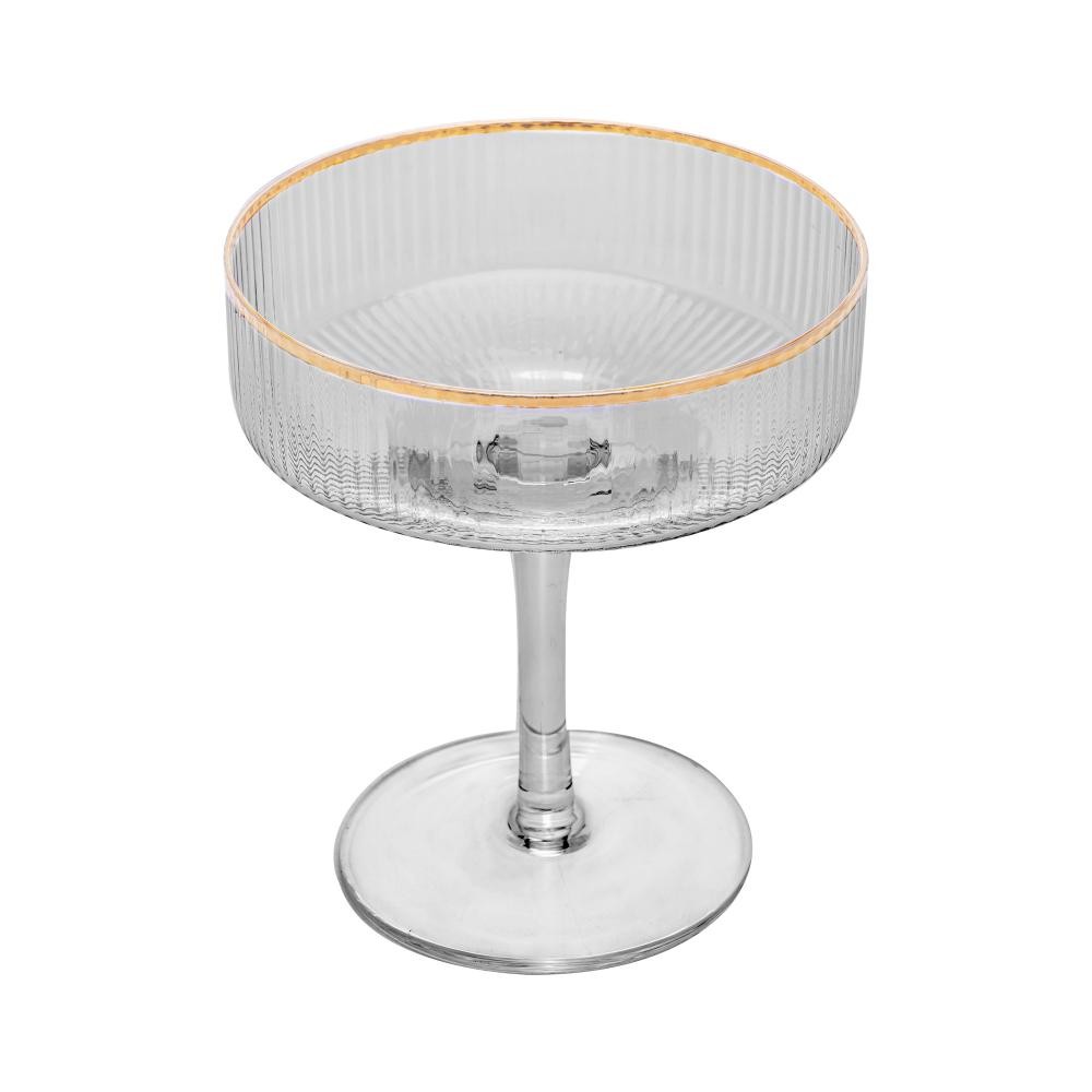 Detalhes do 2 Taças Wolff de Vidro Coupe com Borda Dourada 200ml