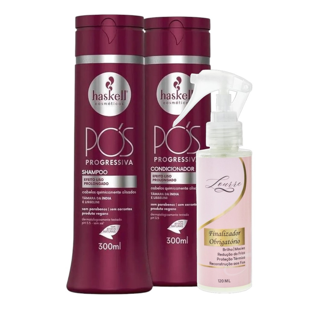 Kit Pós Progressiva Shampoo + Cond 300ml + Finalizador Obrigatório Lourre 120ml