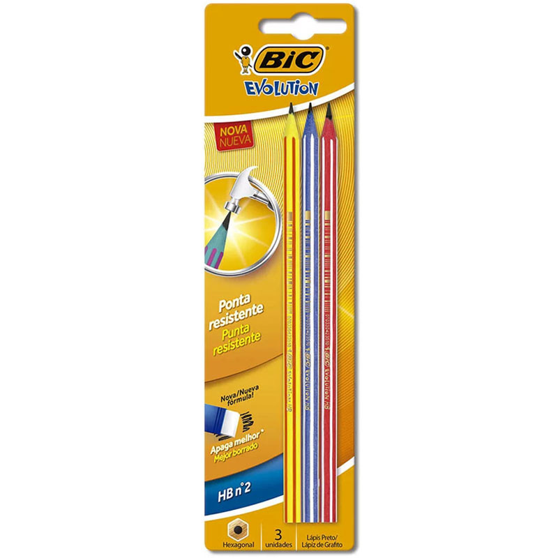 Lápis preto Evolution Pijama com 3 unidadades Bic em Oferta na Shopee