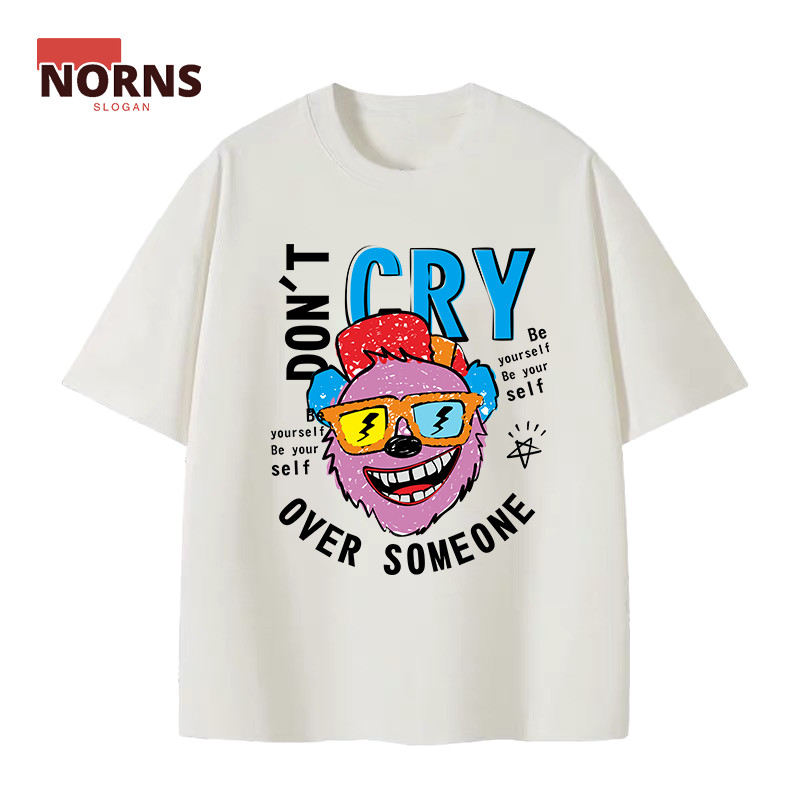 Camiseta Unissex Oversized Plus Size Feminina Masculina Unissex Don't Cry Oversize 100% Algodão Casual Streetwear para o