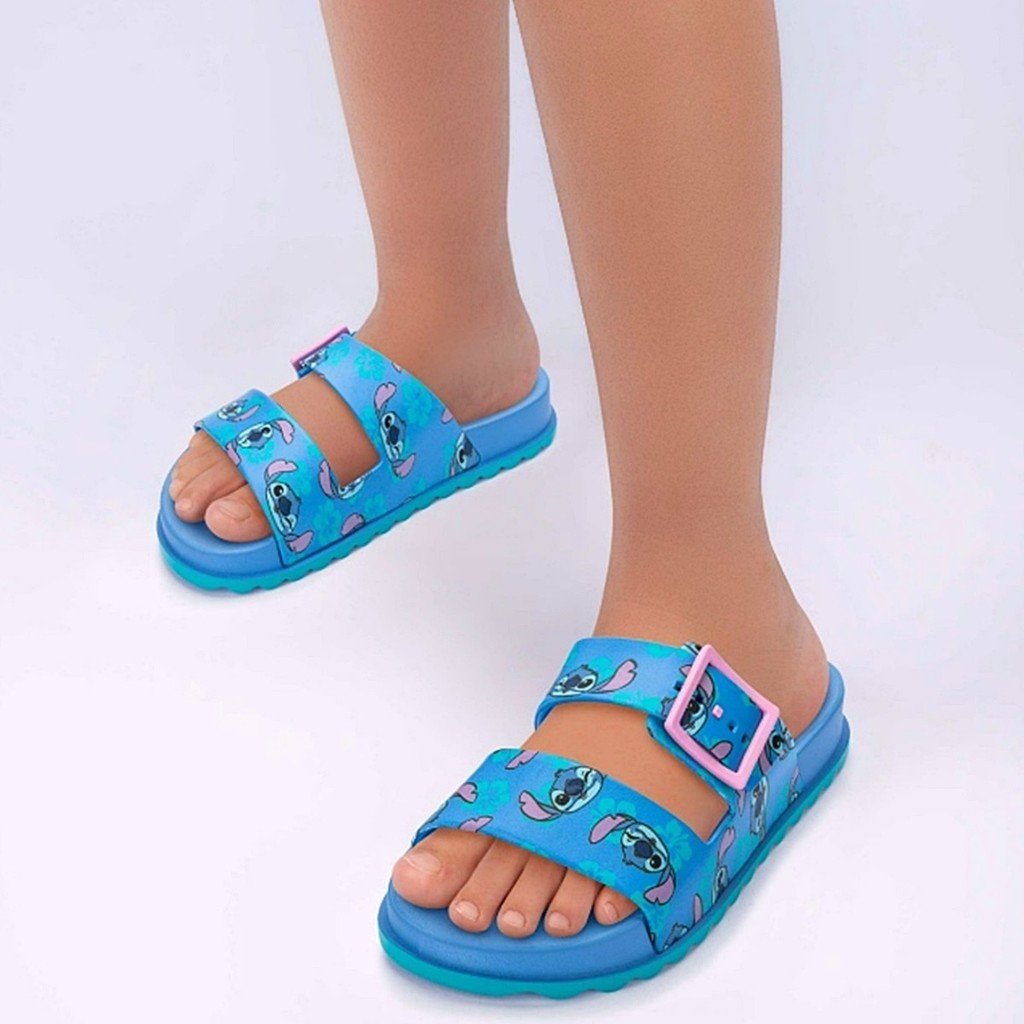 Papete Menina Stitch Summer Sandalia Slide Infantil Disney Fivela Confortavel Grendene 23198