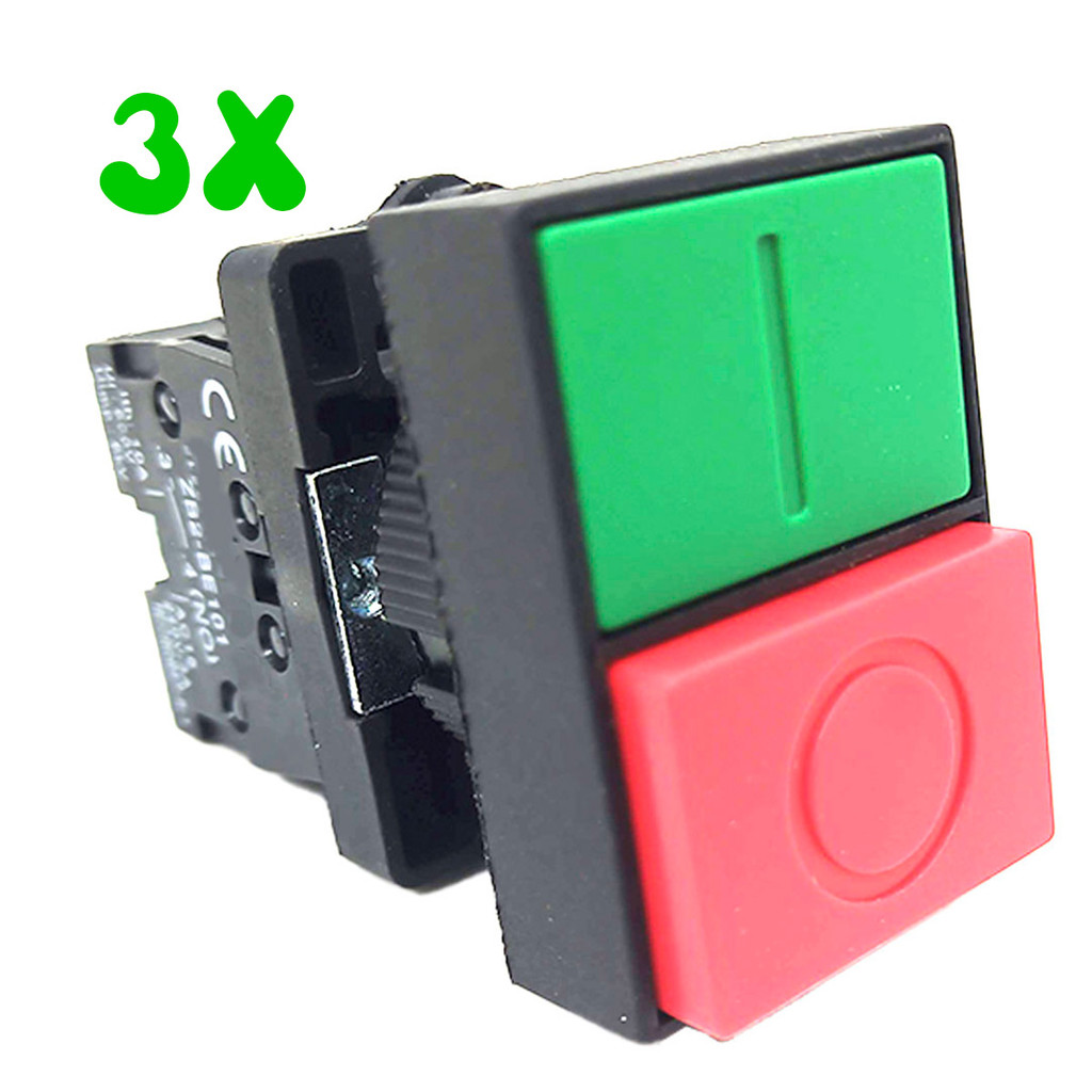 Kit 3 Botão de Comando Duplo Liga e Desliga de Pulso 1na+1nf EL8425