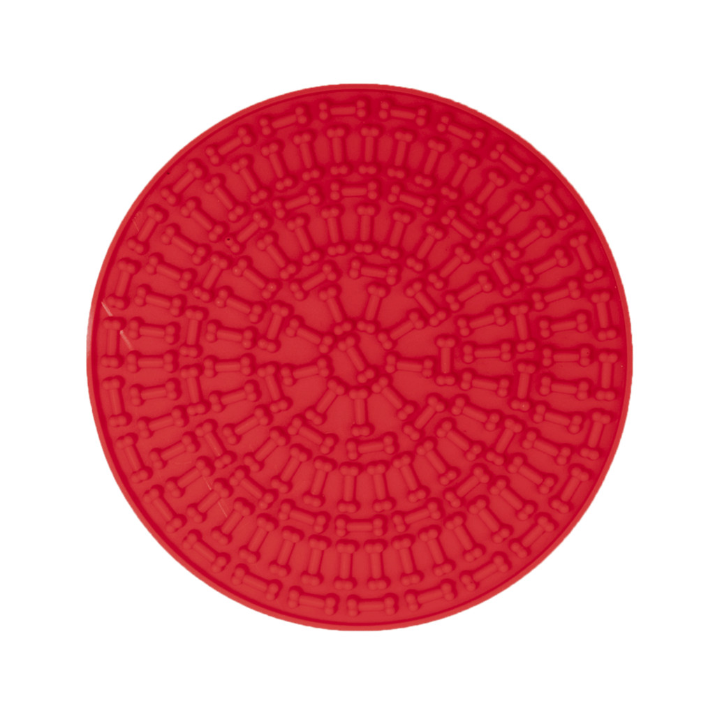 Tapete Comedouro de Lamber Silicone Lambedor Interativo Redondo Vermelho Germanhart