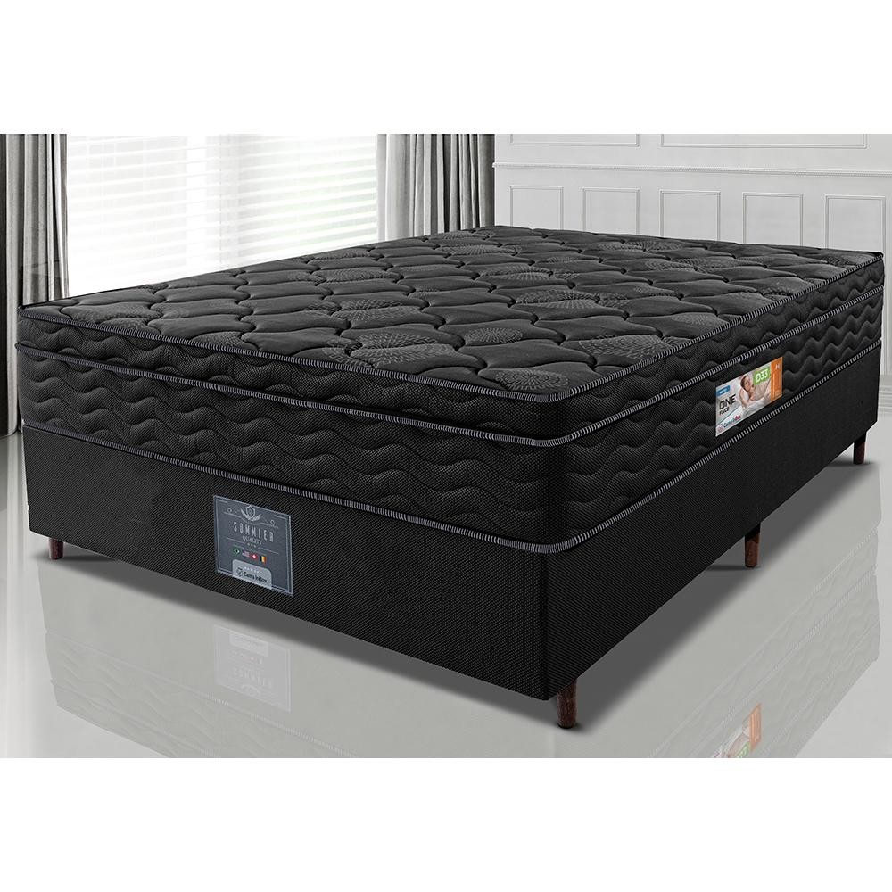 Cama Box Casal Colchão OrtoFirm Black + Box 138x188x67 One Face Espuma D33 Preto - Home & Living